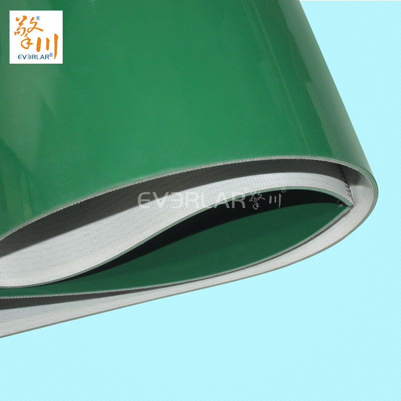 綠色PVC輸送帶加導(dǎo)條鋼扣防滑食品加工行業(yè)生產(chǎn)線皮帶定制