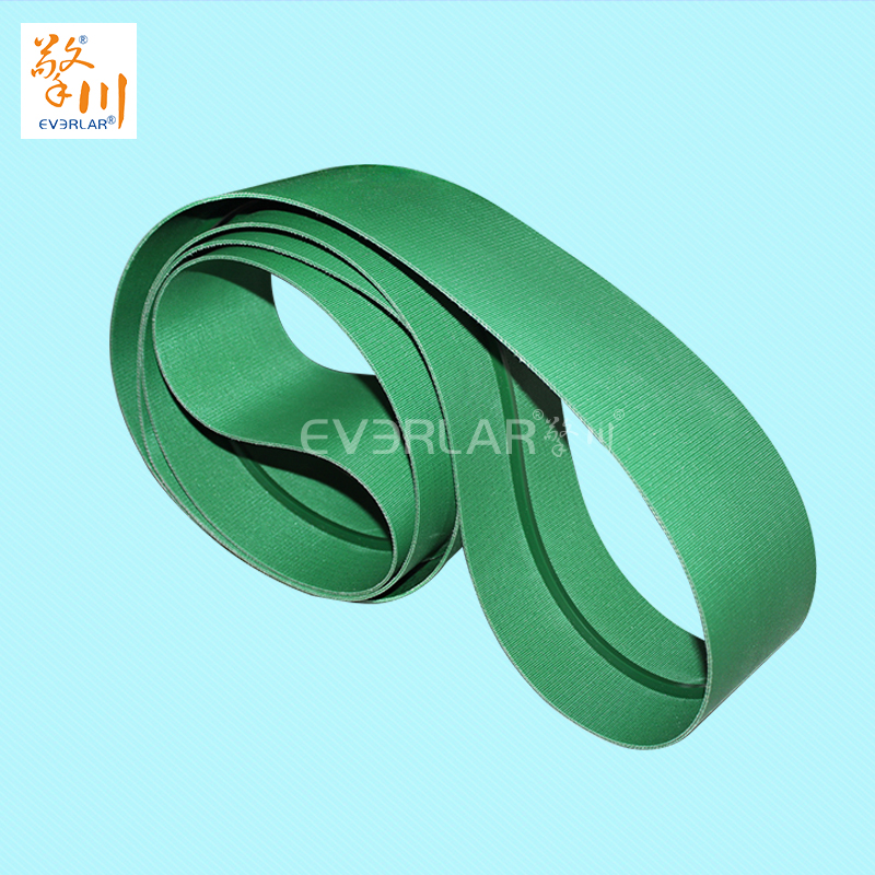 雙面纖維輸送帶綠色加導(dǎo)條防偏移包裝行業(yè)物料傳送皮帶定制