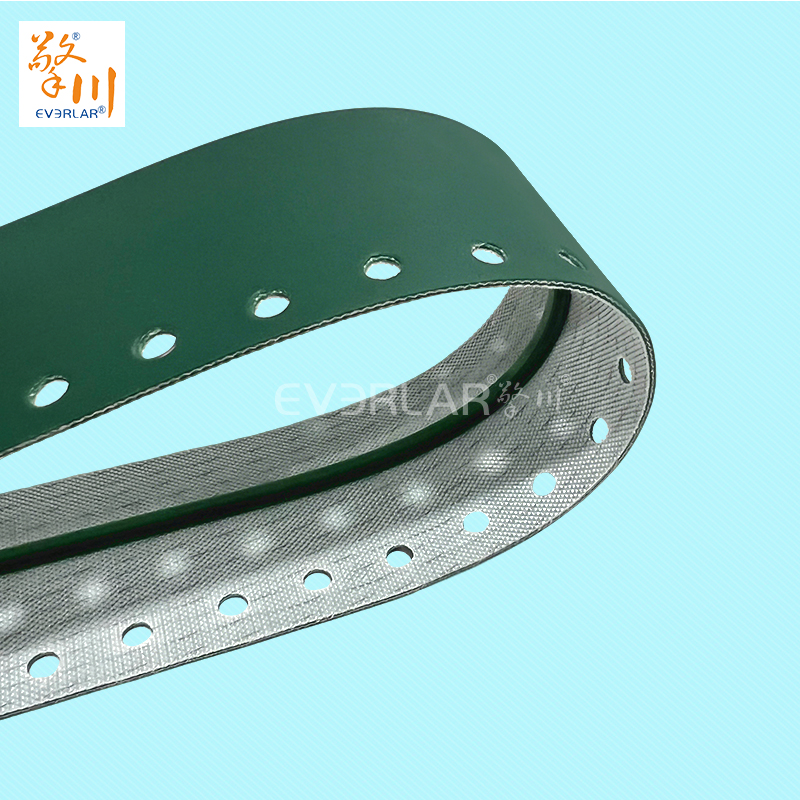 墨綠PU輸送帶加導(dǎo)條打孔耐磨抗腐蝕食品級(jí)包裝封口機(jī)工業(yè)皮帶定制