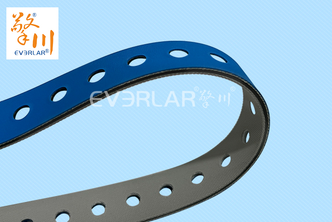 藍(lán)灰片基帶加打孔耐磨抗拉伸印刷紡織生產(chǎn)線紙張布料元件傳送平皮帶