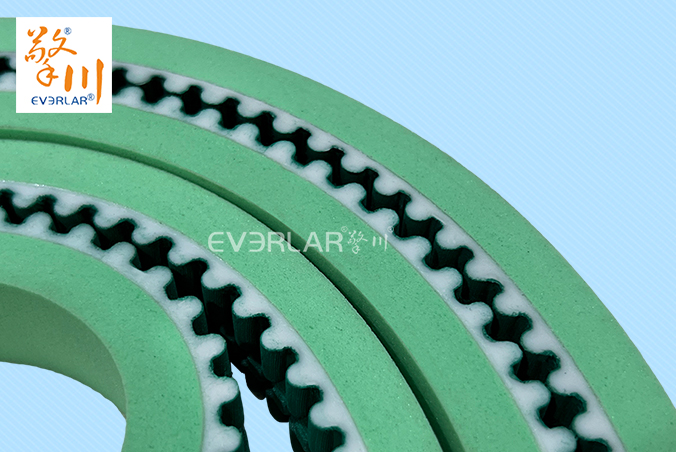 PU同步帶加綠布發(fā)泡膠耐磨耐油食品包裝機傳動帶廠家定制加工