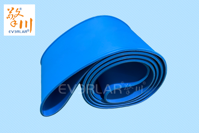 PU輸送帶加導(dǎo)條耐磨耐油食品級(jí)藍(lán)色啞光傳送帶食品包裝生產(chǎn)線皮帶