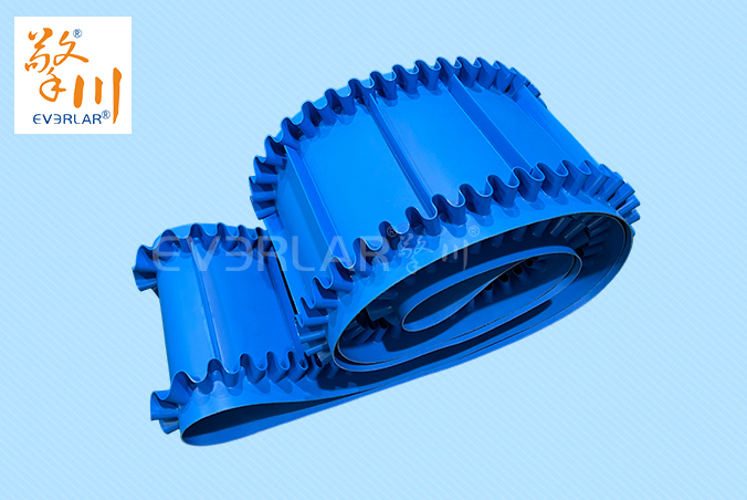 藍(lán)色啞光PU輸送帶加擋板裙邊導(dǎo)條食品級(jí)自動(dòng)化生產(chǎn)線(xiàn)定制提升機(jī)工業(yè)皮帶