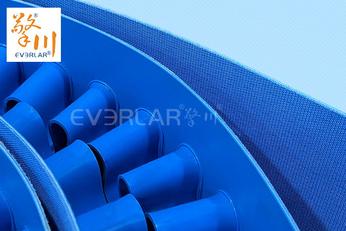 藍(lán)色啞光PU輸送帶加擋板裙邊導(dǎo)條食品級(jí)自動(dòng)化生產(chǎn)線(xiàn)定制提升機(jī)工業(yè)皮帶