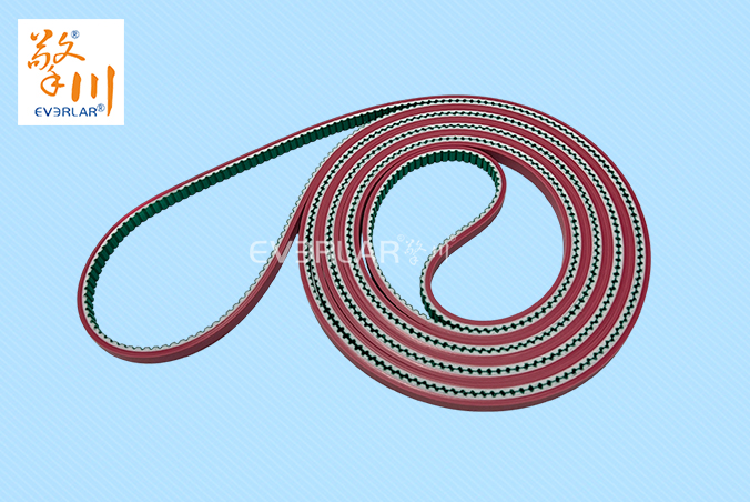 PU同步帶加綠布紅膠耐油耐磨食品行業(yè)自動化生產(chǎn)線聚氨酯傳動帶