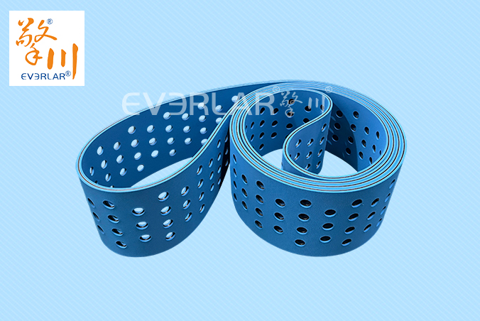 藍色片基帶打孔低噪音耐磨紡織印刷糊盒機皮帶尼龍平面?zhèn)鲃訋?> </div>
												<div   id=