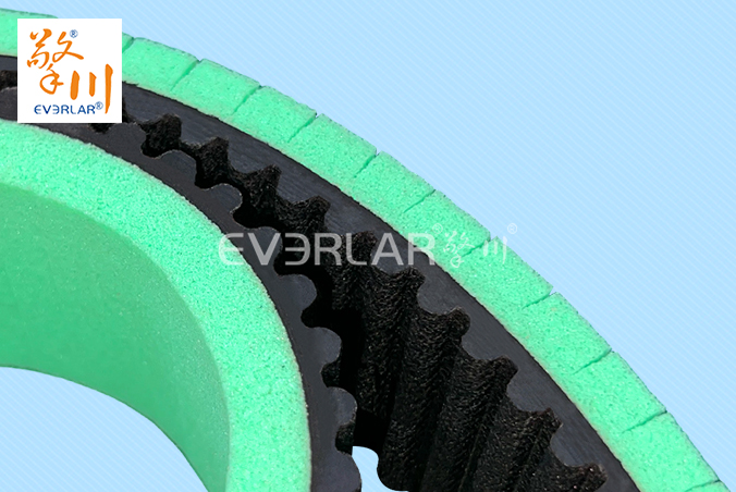 橡膠同步帶加綠色發(fā)泡膠防滑低噪音食品包裝傳動(dòng)帶齒形帶定制